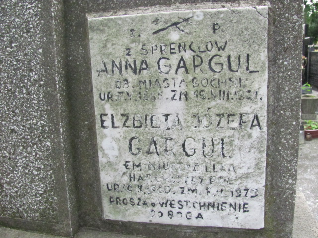 Maria GARGUL 1901 Bochnia - Grobonet - Wyszukiwarka osób pochowanych