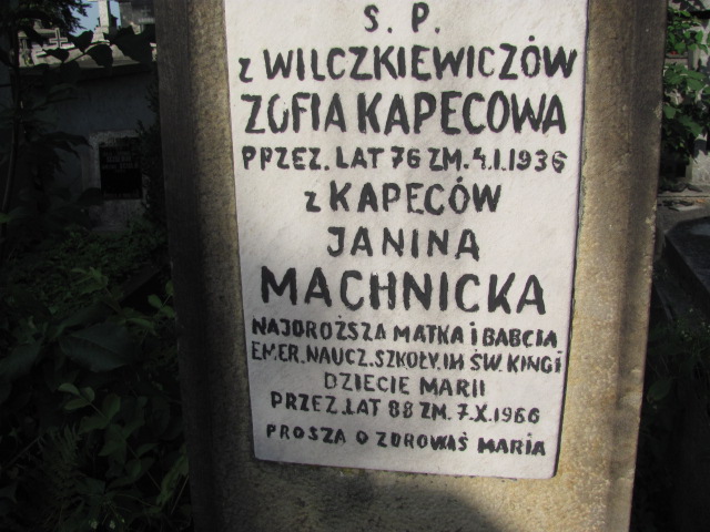 Zofia KAPECOWA 1860 Bochnia - Grobonet - Wyszukiwarka osób pochowanych