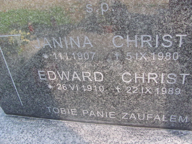 Janina CHRIST 1907 Bochnia - Grobonet - Wyszukiwarka osób pochowanych