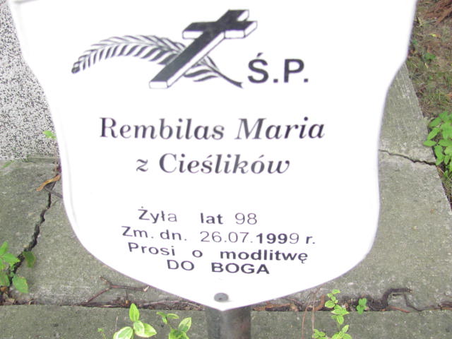 Maria REMBILAS 1901 Bochnia - Grobonet - Wyszukiwarka osób pochowanych
