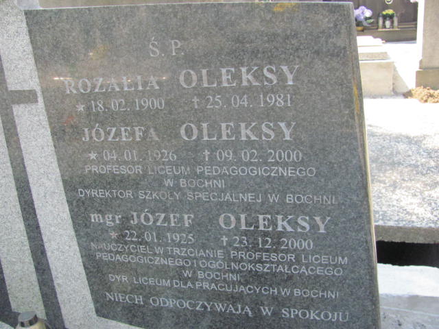 Józefa OLEKSY 1926 Bochnia - Grobonet - Wyszukiwarka osób pochowanych