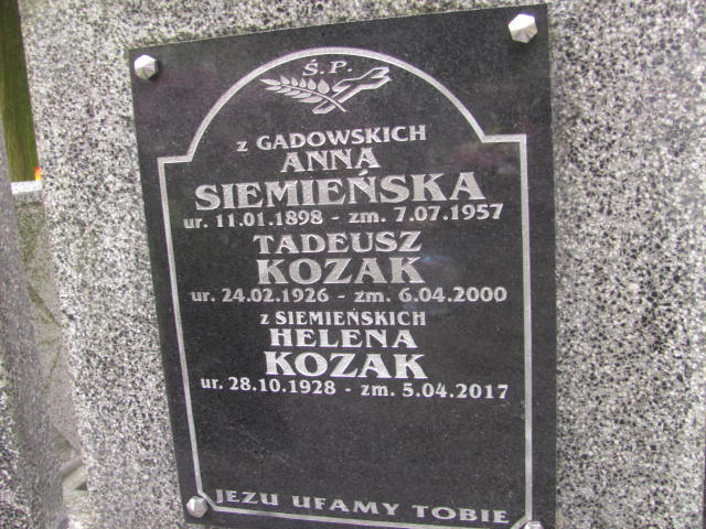 Anna SIEMIEŃSKA 1898 Bochnia - Grobonet - Wyszukiwarka osób pochowanych