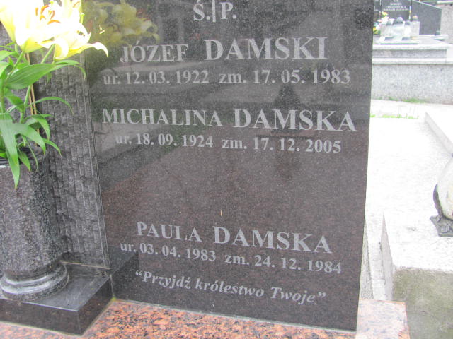 Paula DAMSKA 1983 Bochnia - Grobonet - Wyszukiwarka osób pochowanych