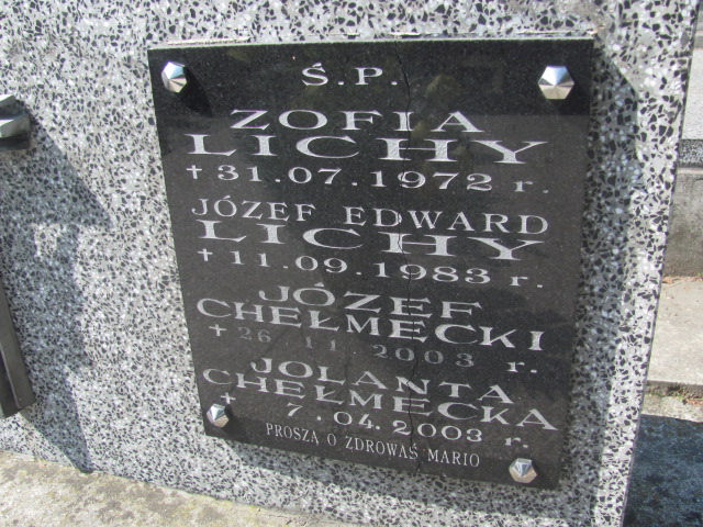 Zofia LICHY 1917 Bochnia - Grobonet - Wyszukiwarka osób pochowanych